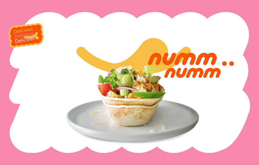 Nummy云端廚房外賣美食品牌logo設計與形象vi設計，源自字母n的識別符號