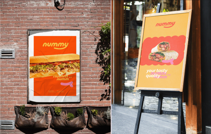 Nummy云端廚房外賣美食品牌logo設計與形象vi設計，源自字母n的識別符號