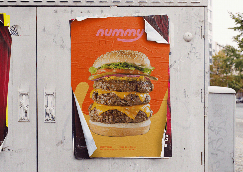 Nummy云端廚房外賣美食品牌logo設計與形象vi設計，源自字母n的識別符號