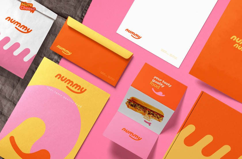 Nummy云端廚房外賣美食品牌logo設計與形象vi設計，源自字母n的識別符號