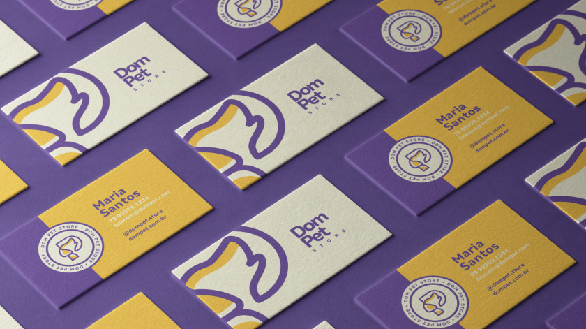 Dom Pet Store 寵物食品專賣店品牌logo設計vi設計，首字母+狗頭線條logo