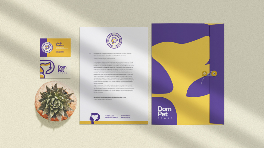 Dom Pet Store 寵物食品專賣店品牌logo設計vi設計，首字母+狗頭線條logo