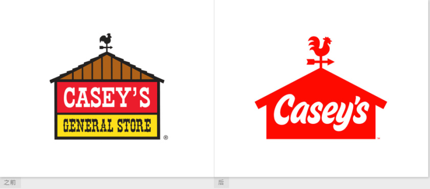 Casey便利店與比薩連鎖店logo設計品牌形象vi設計，公雞風標+房屋谷倉造型