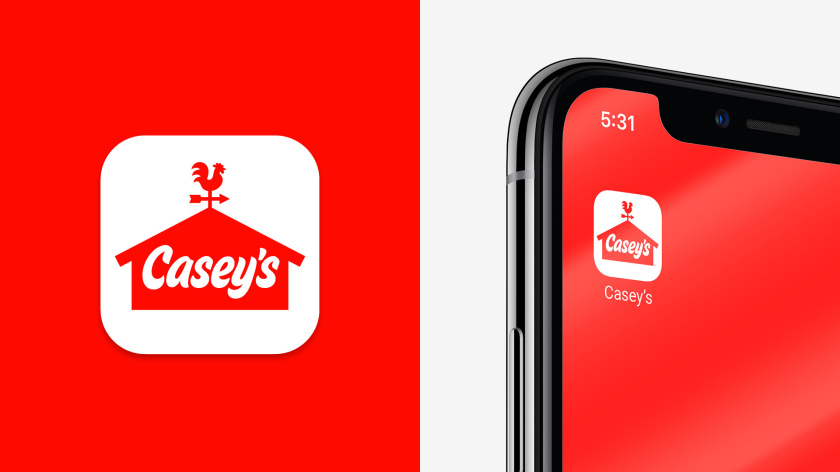 Casey便利店與比薩連鎖店logo設計品牌形象vi設計，公雞風標+房屋谷倉造型