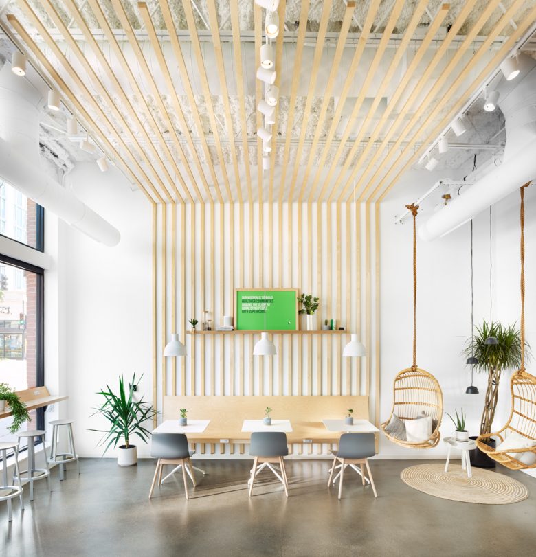 Pure Green 綠色食品果汁飲品店鋪si空間設計“北歐簡約樺木自然原木風格”