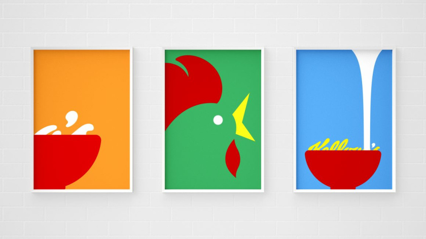 凱洛格早餐桌主食品牌包裝設計，簡約風格突出品牌logo與自然谷物