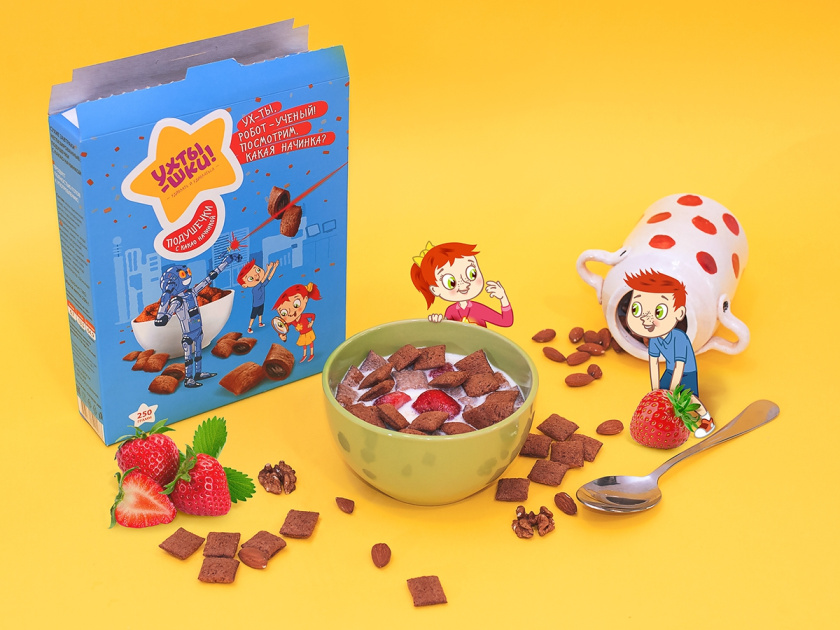 Ukhtyshek兒童休閑食品包裝設計，一起探索世界的男孩女孩插畫設計
