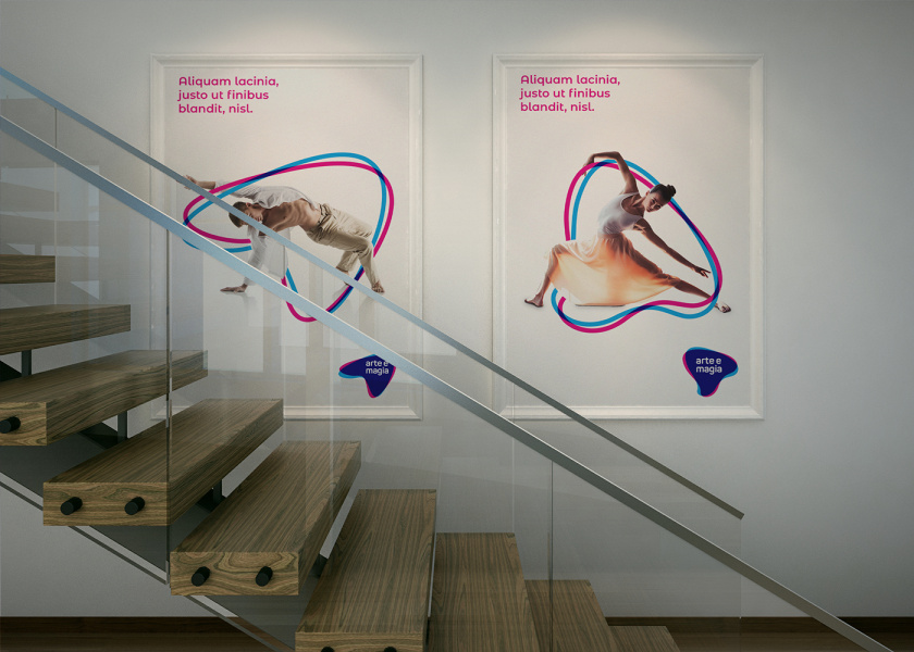 Arte e Magia兒童青少年舞蹈教育機(jī)構(gòu)品牌vi視覺(jué)形象設(shè)計(jì)，彎曲漸變色塊的疊加