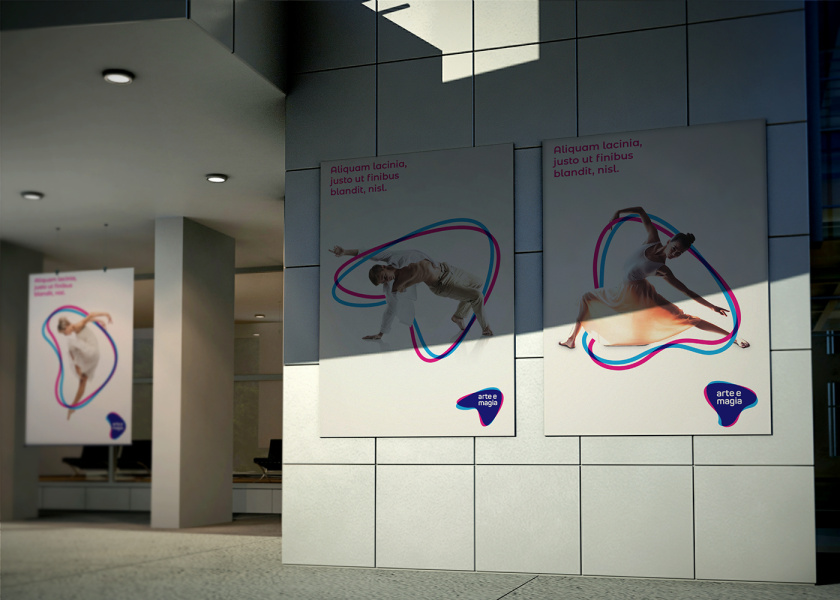 Arte e Magia兒童青少年舞蹈教育機(jī)構(gòu)品牌vi視覺(jué)形象設(shè)計(jì)，彎曲漸變色塊的疊加