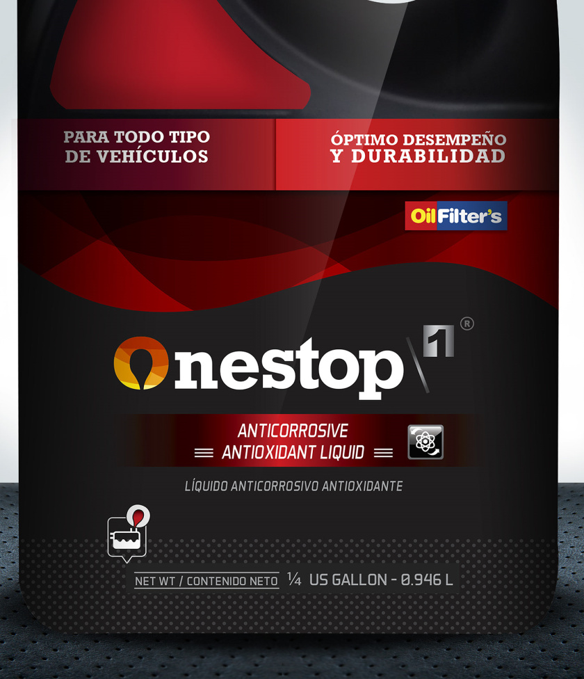OneStop 汽車潤滑油包裝設(shè)計，動態(tài)漸變色塊風(fēng)格