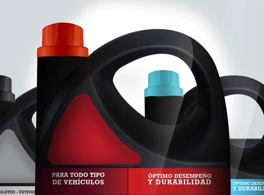 OneStop 汽車潤滑油包裝設(shè)計，動態(tài)漸變色塊風(fēng)格