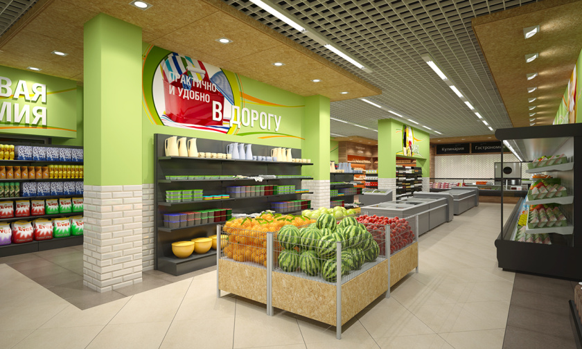 CHITA 食品店c超市商業(yè)空間設計，清新綠色風格