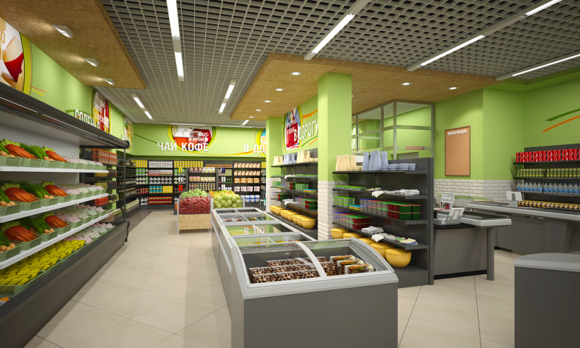 CHITA 食品店c超市商業(yè)空間設計，清新綠色風格