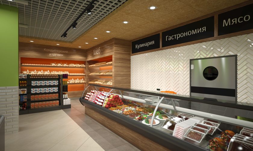 CHITA 食品店c超市商業(yè)空間設計，清新綠色風格