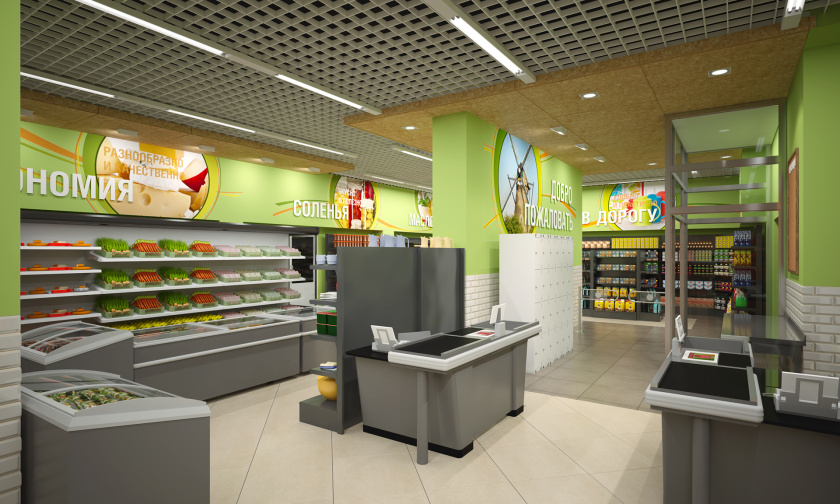 CHITA 食品店c超市商業(yè)空間設計，清新綠色風格