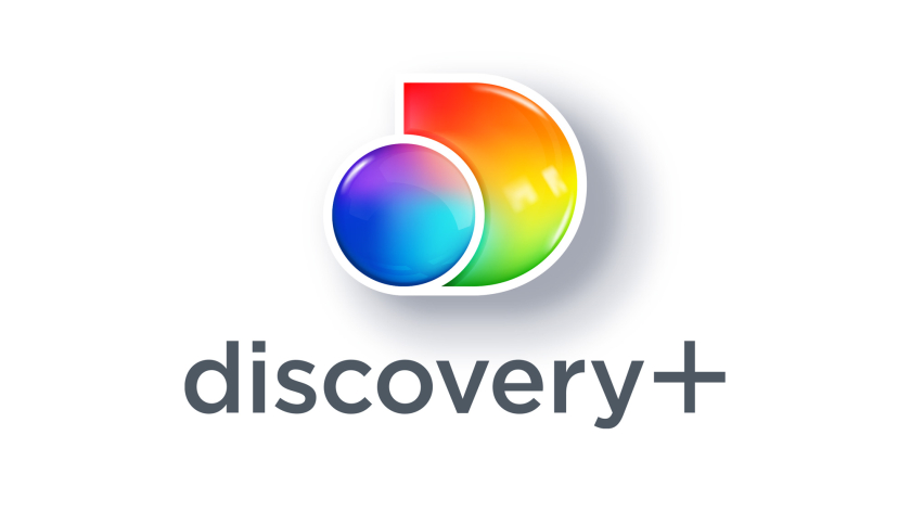 Discovery+探索電視節目頻道品牌logo設計，光譜色幾何D和一個圓的結合