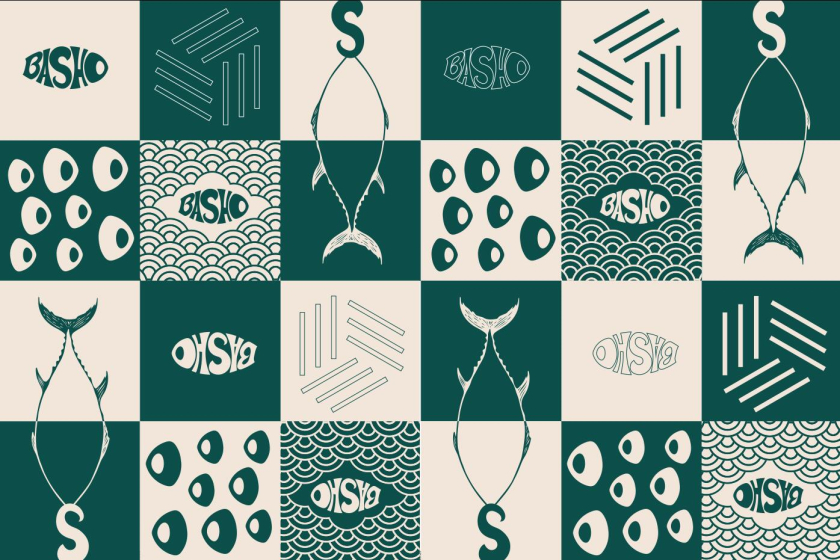 Basho日式壽司餐廳餐飲品牌vi形象全案策劃設計“浮世繪”藝術風格