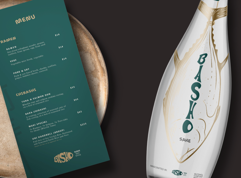 Basho日式壽司餐廳餐飲品牌vi形象全案策劃設計“浮世繪”藝術風格