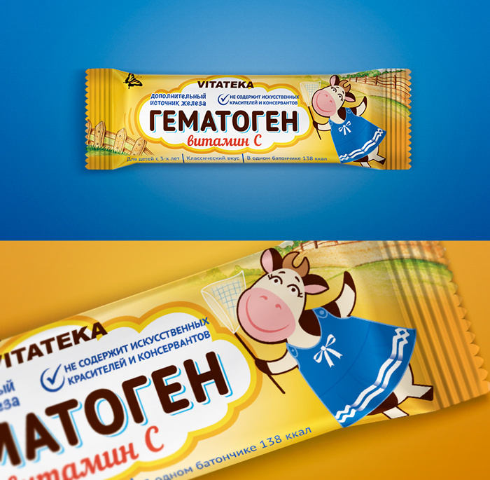 HEMATOGENUM 牛奶糖巧克力包裝設計，擬人化奶牛插畫設計