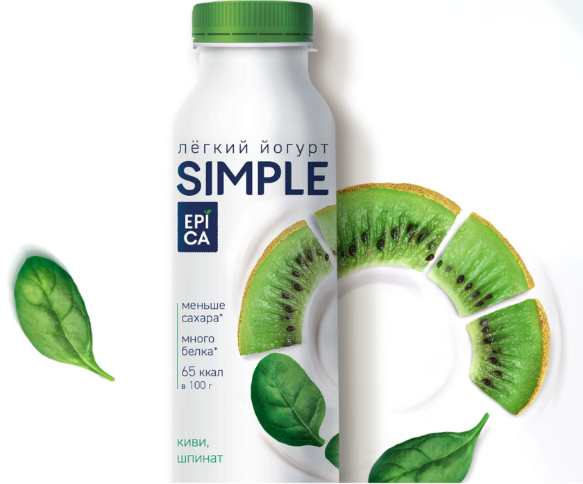 Epica Simple 低糖酸奶包裝設計，酸奶添加的谷物及水果顆粒，組成O字符號