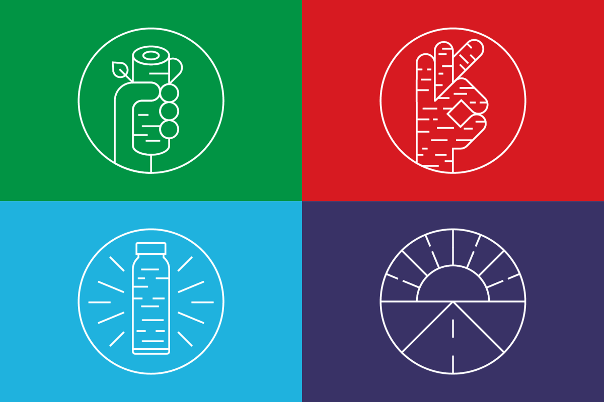 S?pp薩普純天然樺樹瓶裝飲用水包裝設計，分層漸變色塊設計