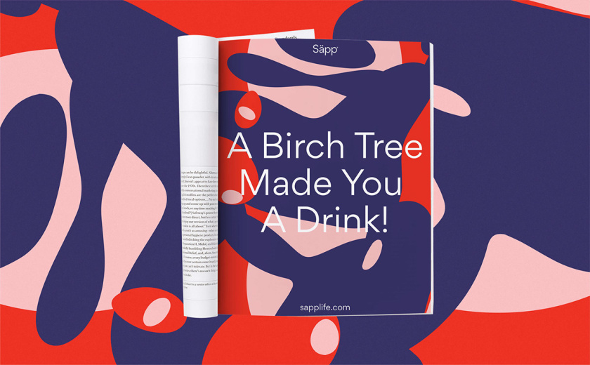 S?pp薩普純天然樺樹瓶裝飲用水包裝設計，分層漸變色塊設計