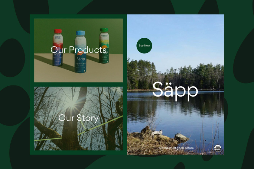 S?pp薩普純天然樺樹瓶裝飲用水包裝設計，分層漸變色塊設計