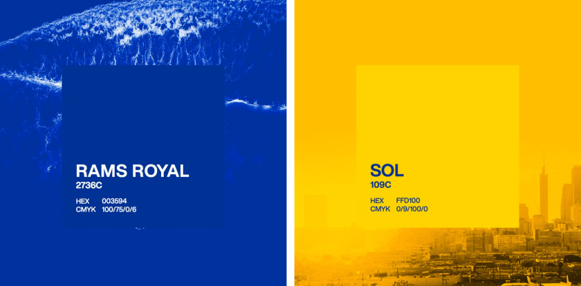 洛杉磯公羊橄欖球隊(duì)logo設(shè)計(jì)品牌形象設(shè)計(jì)，LA字母組合成公羊簡(jiǎn)約造型