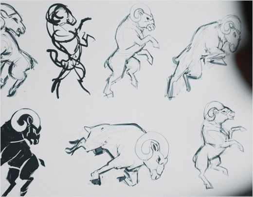 洛杉磯公羊橄欖球隊(duì)logo設(shè)計(jì)品牌形象設(shè)計(jì)，LA字母組合成公羊簡(jiǎn)約造型