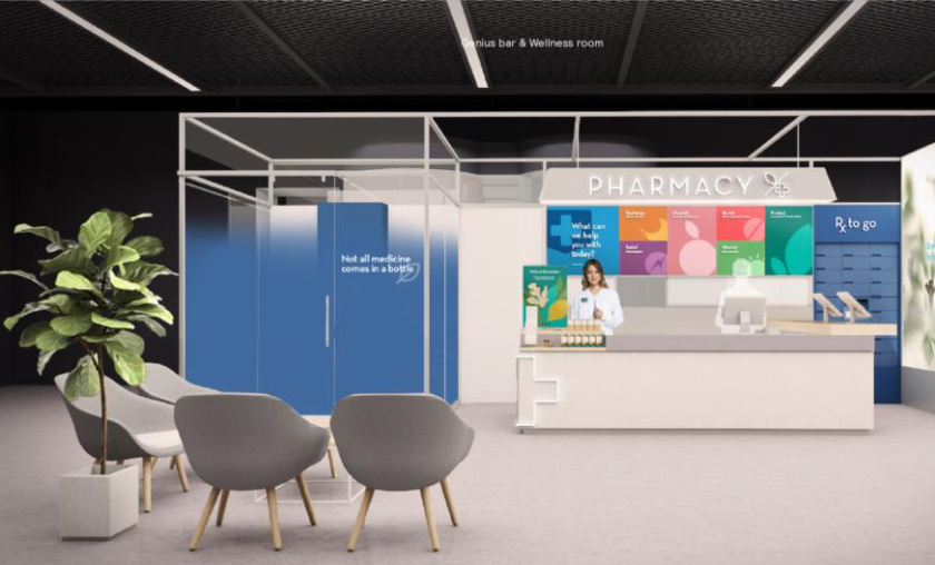 Rite Aid 藥房藥店盾牌徽章logo設計、品牌形象及店鋪設計