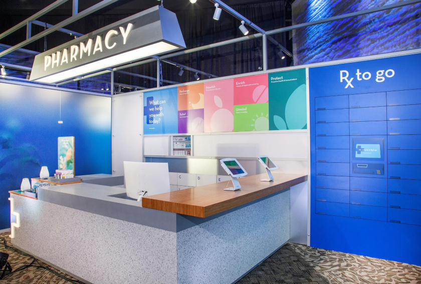 Rite Aid 藥房藥店盾牌徽章logo設計、品牌形象及店鋪設計