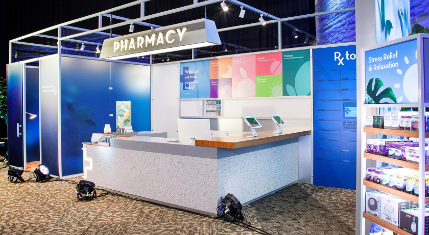 Rite Aid 藥房藥店盾牌徽章logo設計、品牌形象及店鋪設計