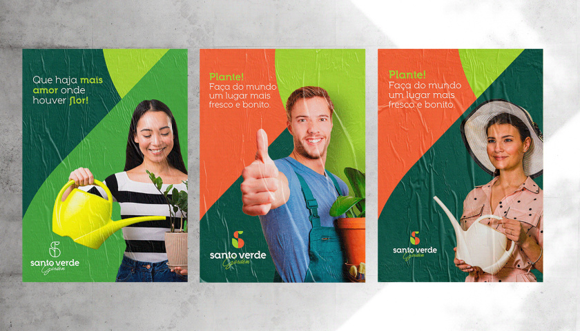 圣維德園藝鮮花綠植花園品牌形象vi視覺識別設計，多彩幾何圖形風格