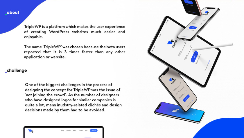 TripleWP wordpress模板網站科技公司logo設計與vi設計，科技藍色風格