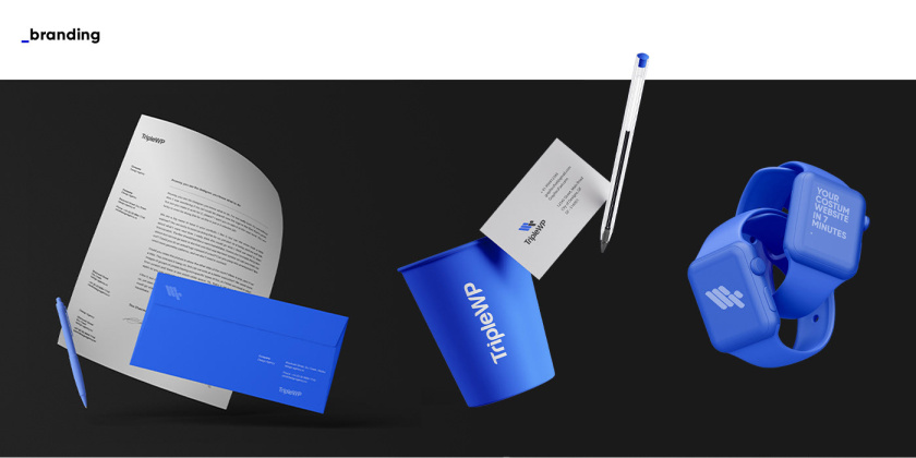 TripleWP wordpress模板網站科技公司logo設計與vi設計，科技藍色風格