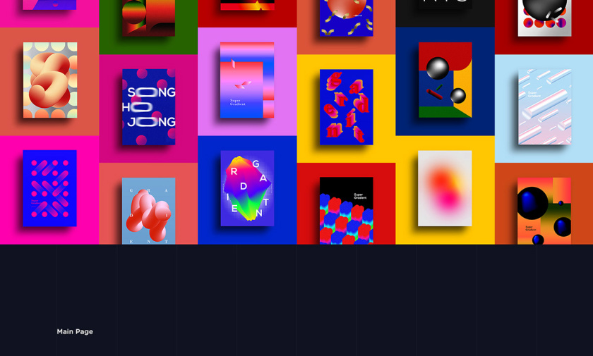 Super Gradient 超梯度品牌網站概念設計，超明亮炫酷漸變色設計
