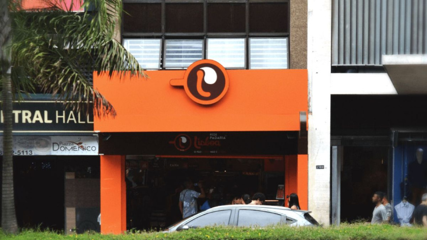 Rede Padaria咖啡面包連鎖店品牌形象設計logo設計，飛濺的咖啡形象