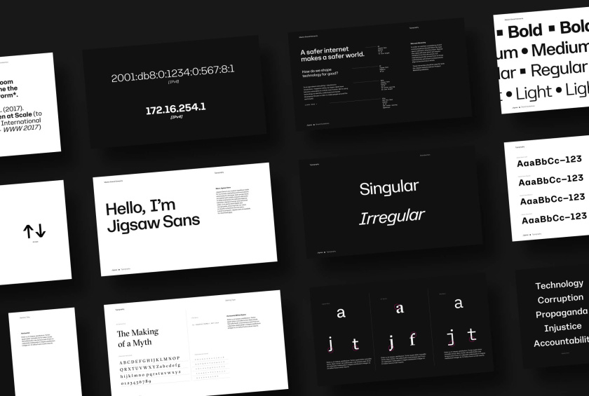 Jigsaw 安全技術(shù)科技公司logo設(shè)計vi設(shè)計，剪切的幾何圖形