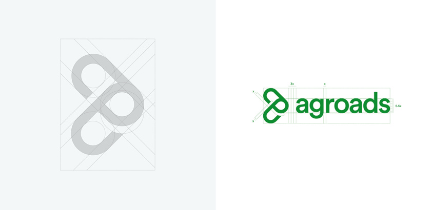 Agroads 農(nóng)業(yè)電子商務品牌logo設計，字母a+g，綠色線條logo