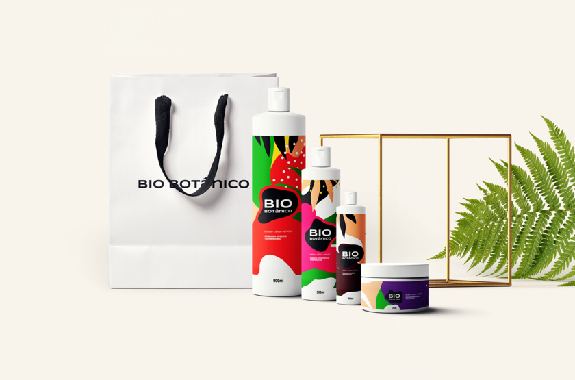 Bio Botanico 專業護發產品包裝設計，鮮艷熱帶風格元素