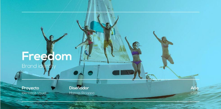 Freedom 旅游公司logo設計vi設計，輕快的淺藍色風格