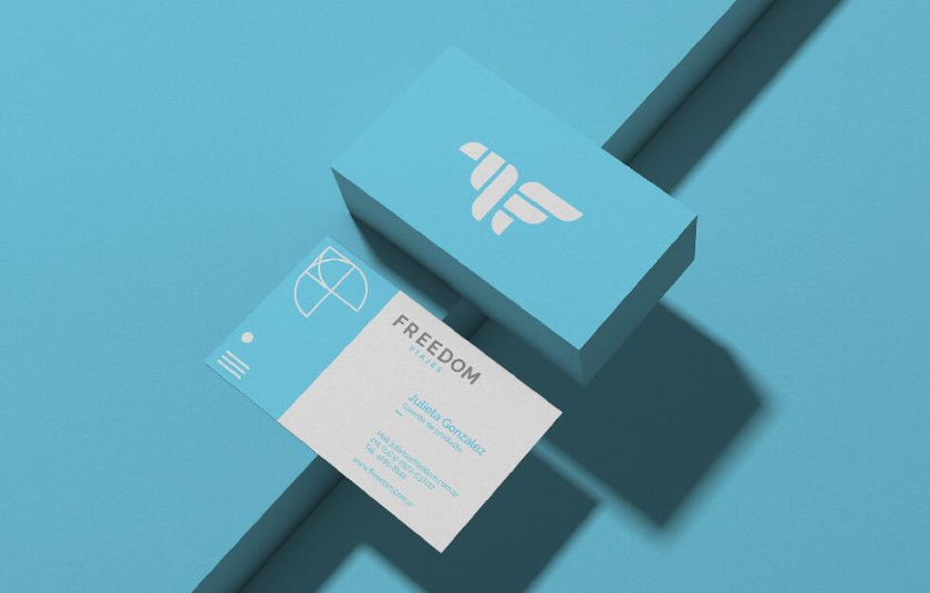 Freedom 旅游公司logo設計vi設計，輕快的淺藍色風格