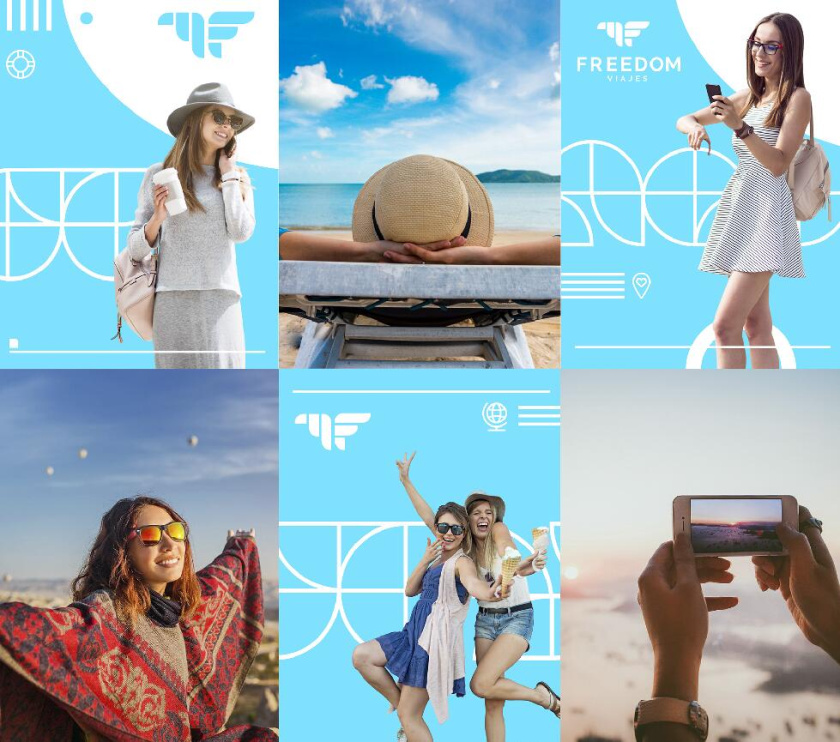 Freedom 旅游公司logo設計vi設計，輕快的淺藍色風格