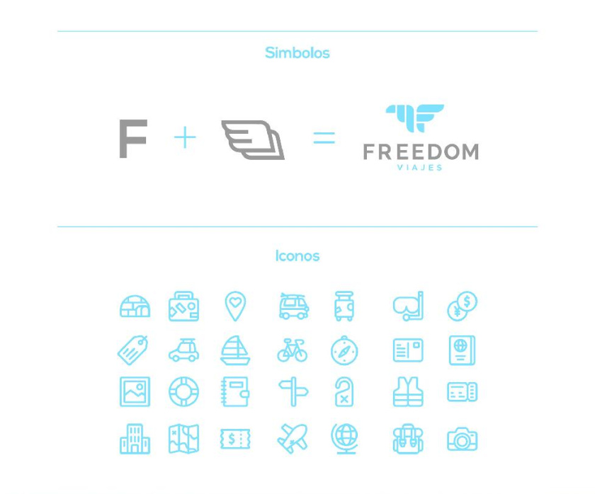 Freedom 旅游公司logo設計vi設計，輕快的淺藍色風格
