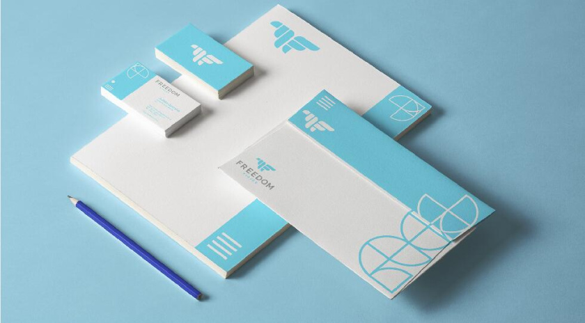 Freedom 旅游公司logo設計vi設計，輕快的淺藍色風格
