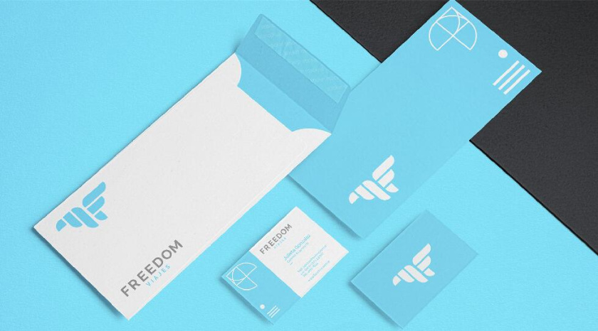 Freedom 旅游公司logo設計vi設計，輕快的淺藍色風格
