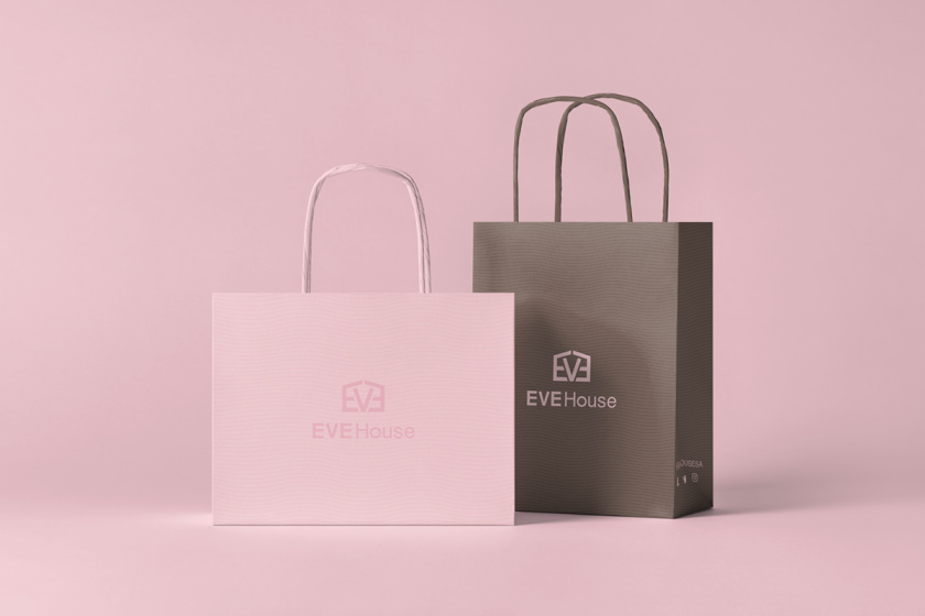 Eve House 家居用品品牌logo設計vi設計，追求設計感的女性粉色風格