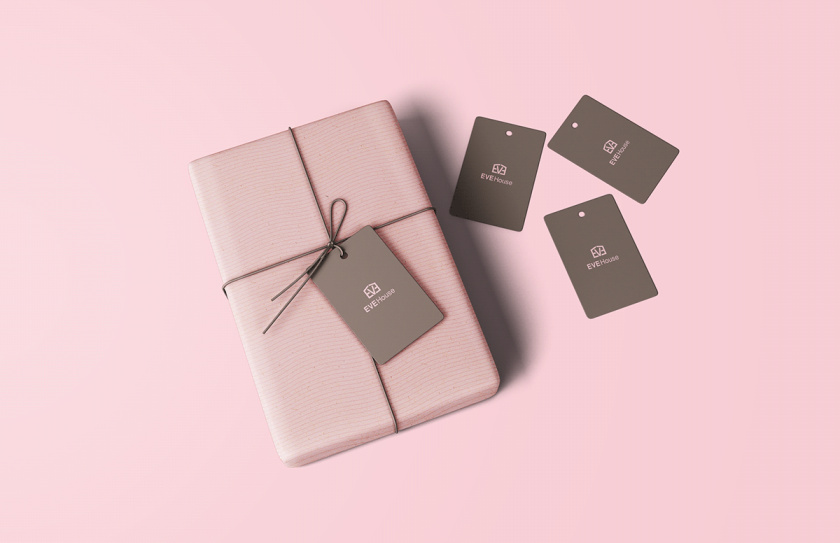 Eve House 家居用品品牌logo設計vi設計，追求設計感的女性粉色風格