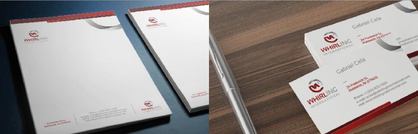 Whirling 工業機械水泵產品品牌logo設計vi設計，褐色立體圓形+字母W