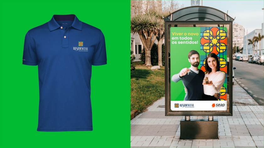 Residencial高端住宅地產(chǎn)logo設(shè)計vi設(shè)計，教堂+太陽+想日款+馬賽克元素